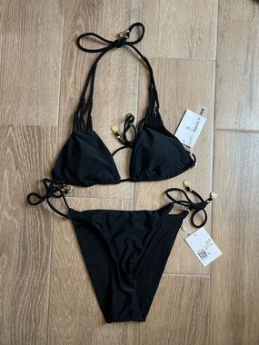 Forever 21 Black String Triangle Bikini Set
